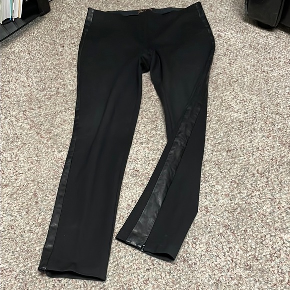 Danier Pants - Danier Black Pants with Leather Trim and size ankle slits